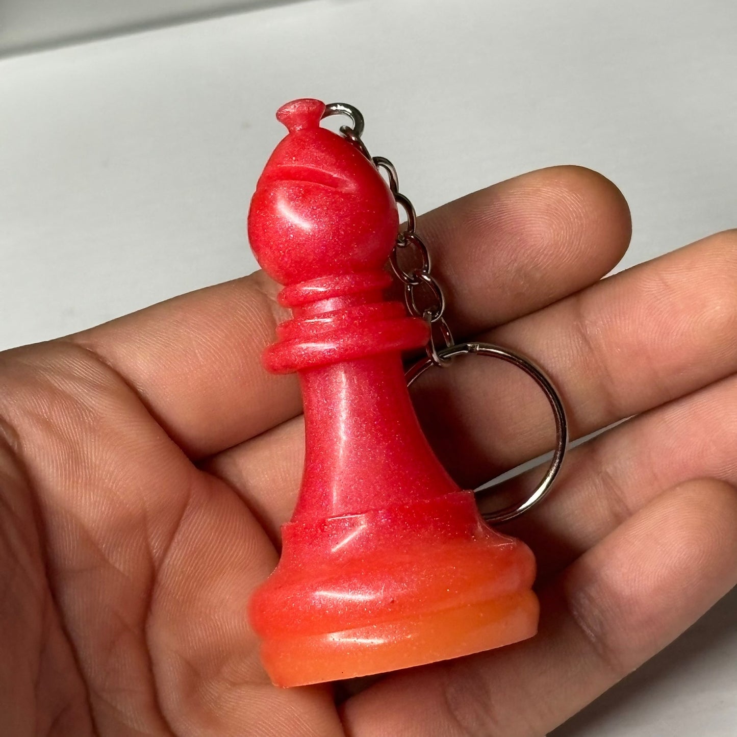 Fire Red Bishop - Handmade Resin Keychain - Large Edition