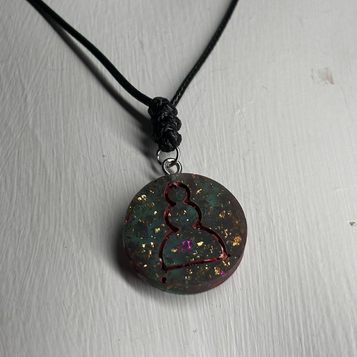 Golden Green Pawn - Handmade Resin Chess Necklace