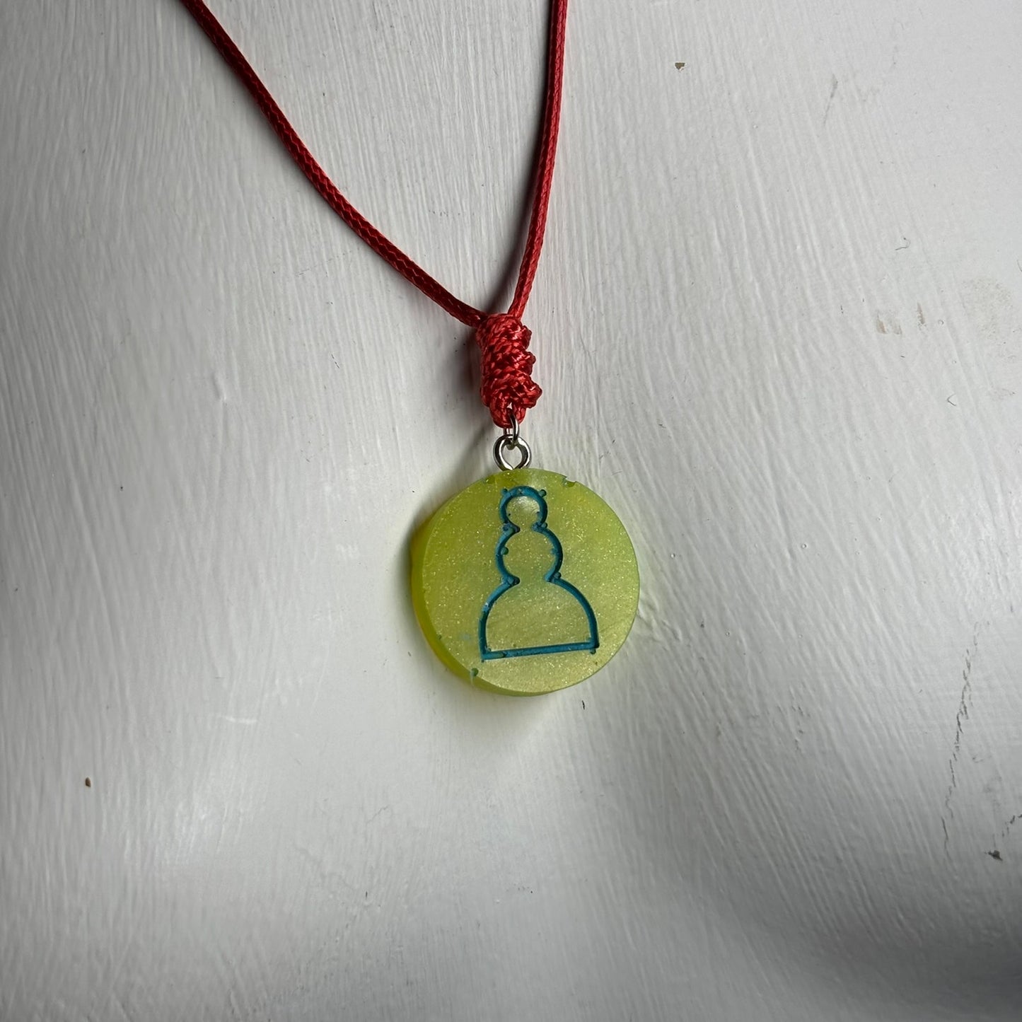 Lime Pawn - Handmade Resin Chess Necklace