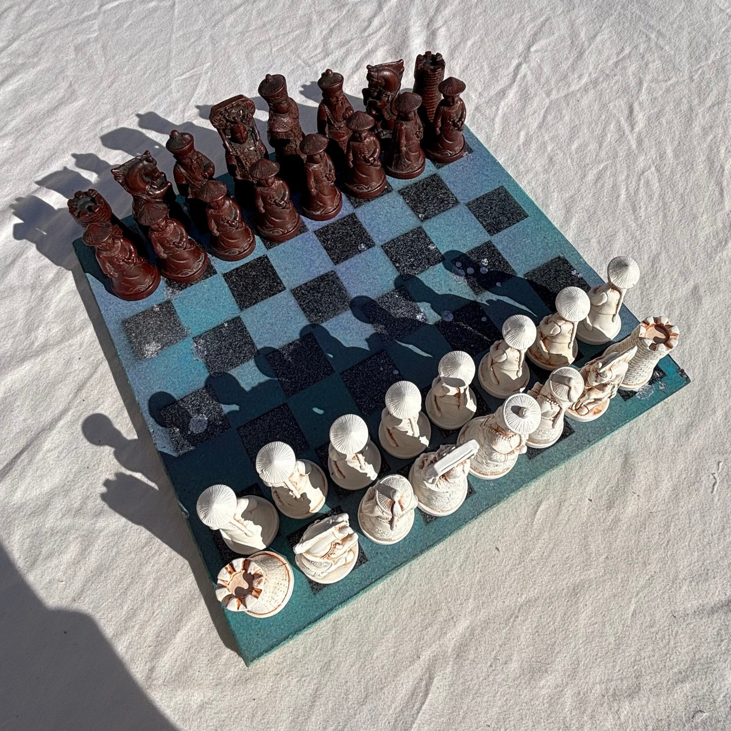 Greenish Blue Space - Chinese Edition Chess Set