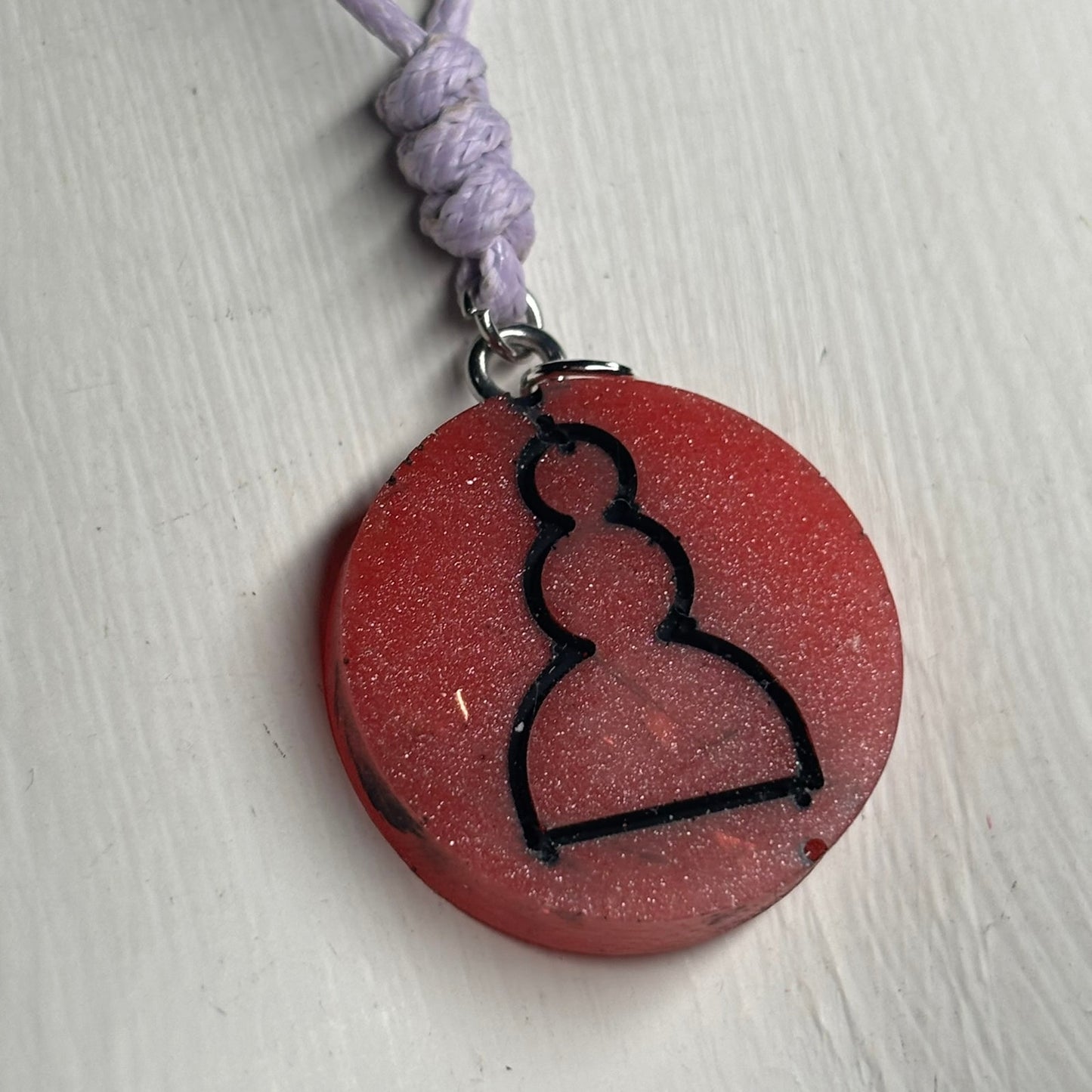 Fading Red Pawn - Handmade Resin Chess Necklace