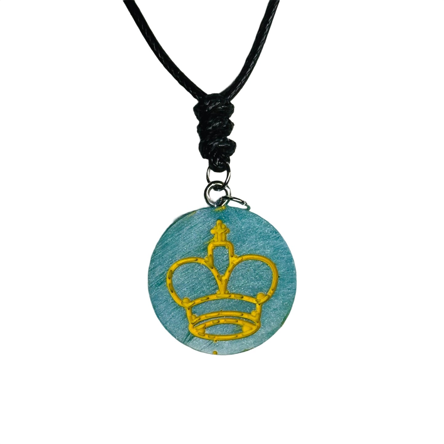 Cool Blue King - Handmade Resin Chess Necklace
