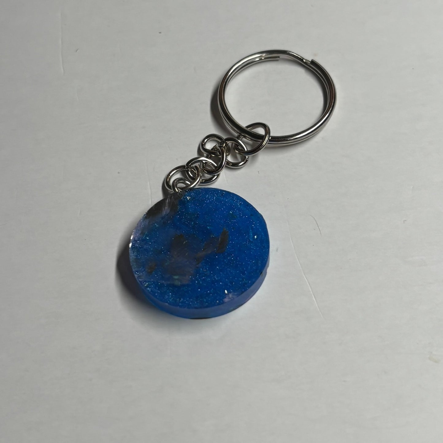 Blue Emerald Pink Lining - Handmade Resin Keychain - Flat Edition