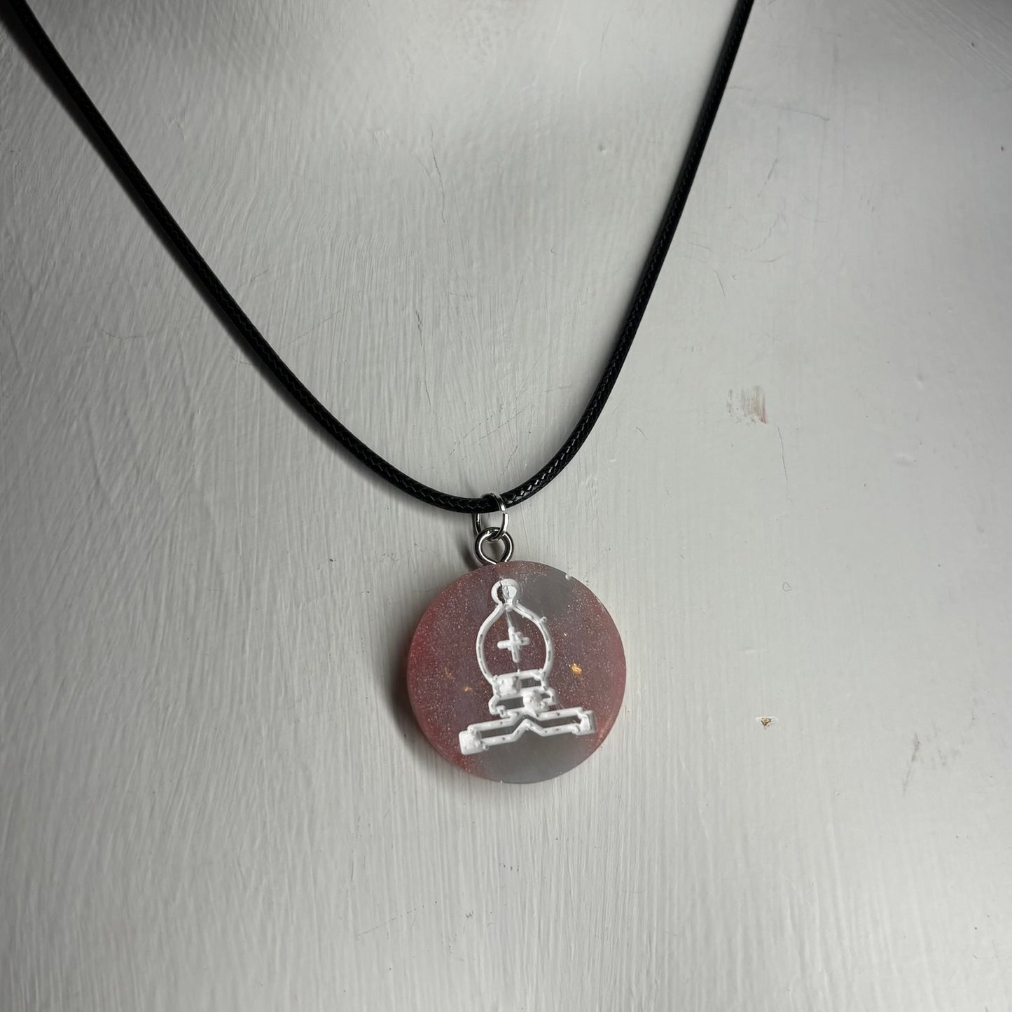 Magical Pink Bishop - Handmade Resin Chess Necklace