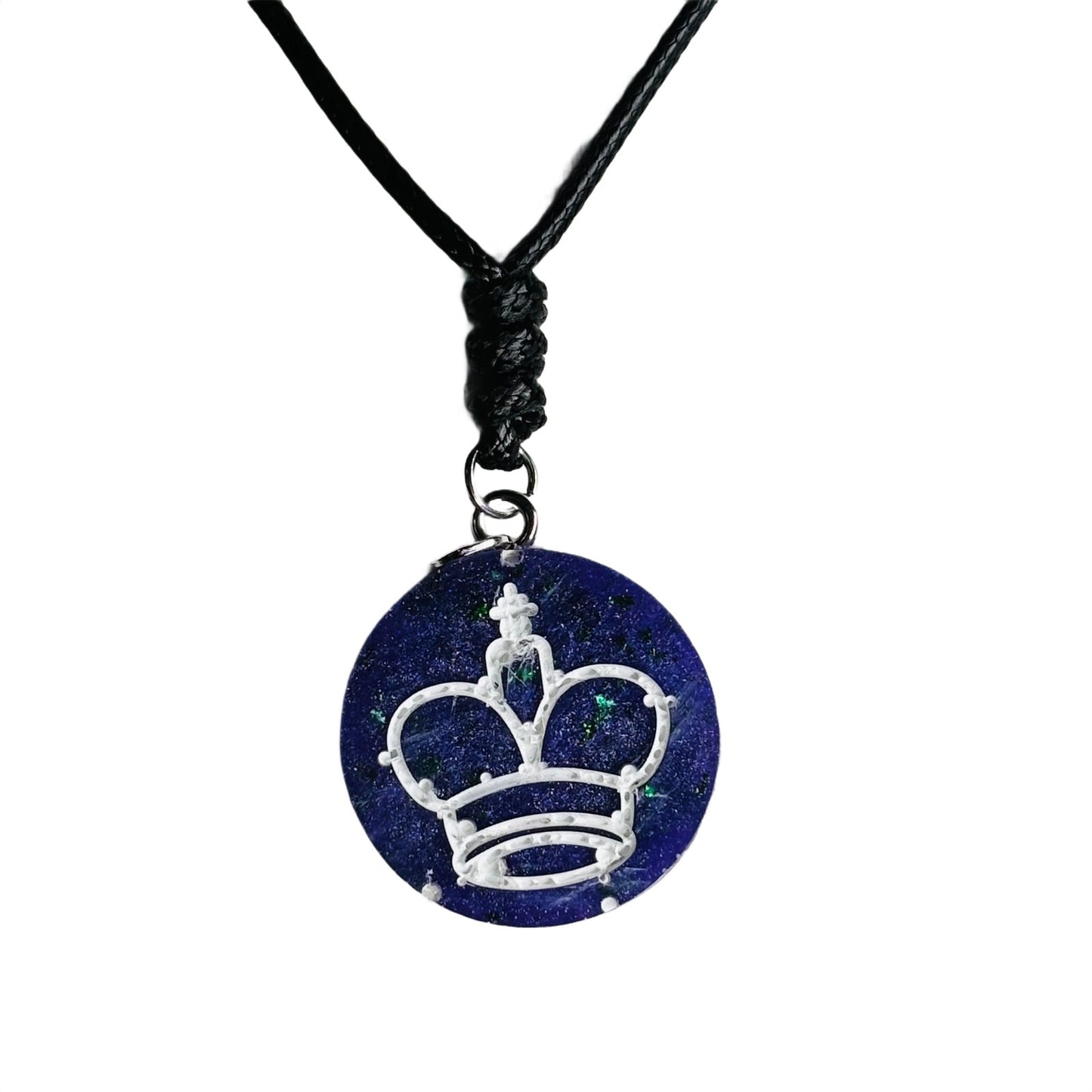 Dark Purple King - Handmade Resin Chess Necklace