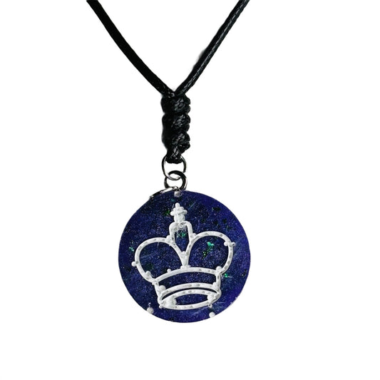 Dark Purple King - Handmade Resin Chess Necklace