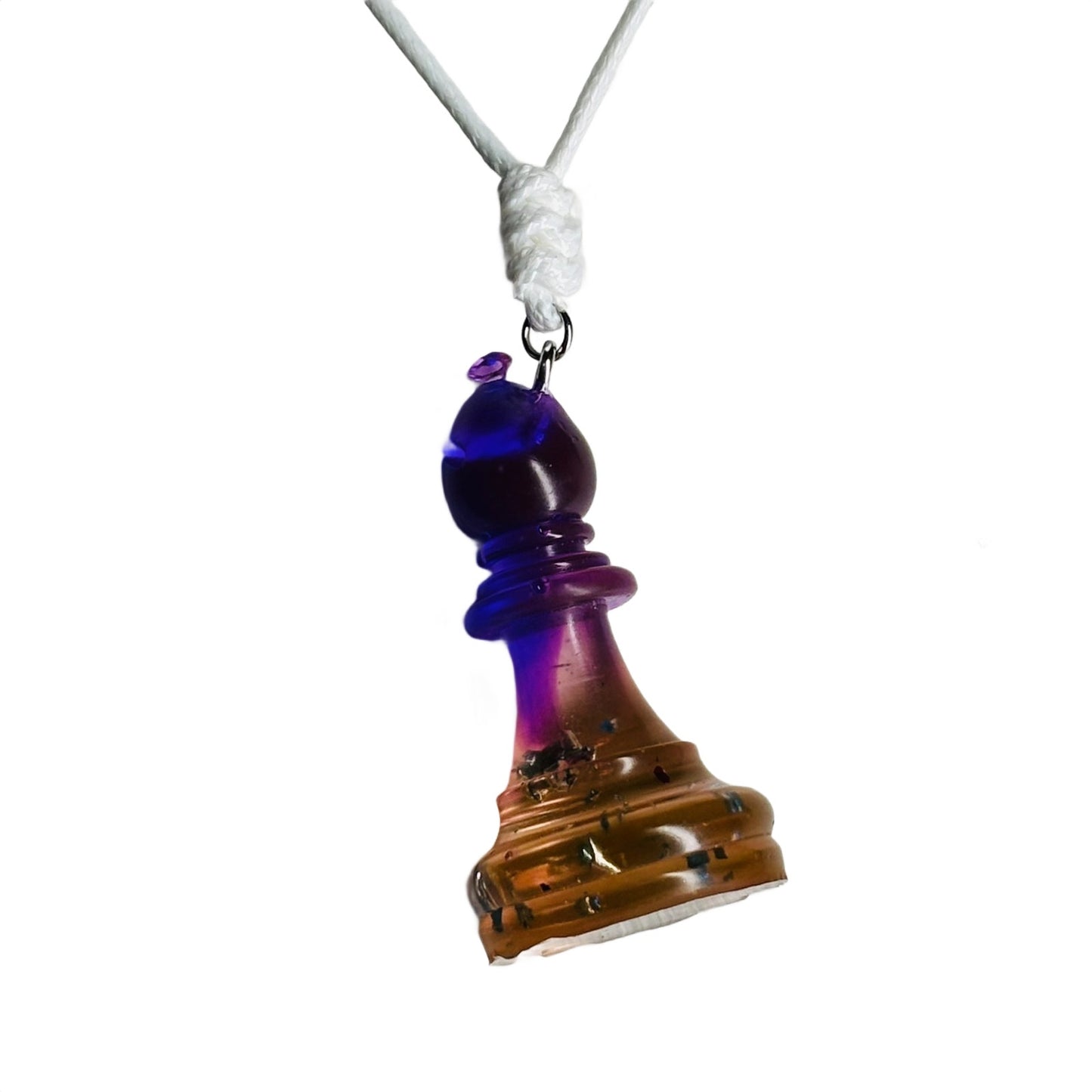 Vintage Void Purple Bishop - Handmade Resin Chess Necklace