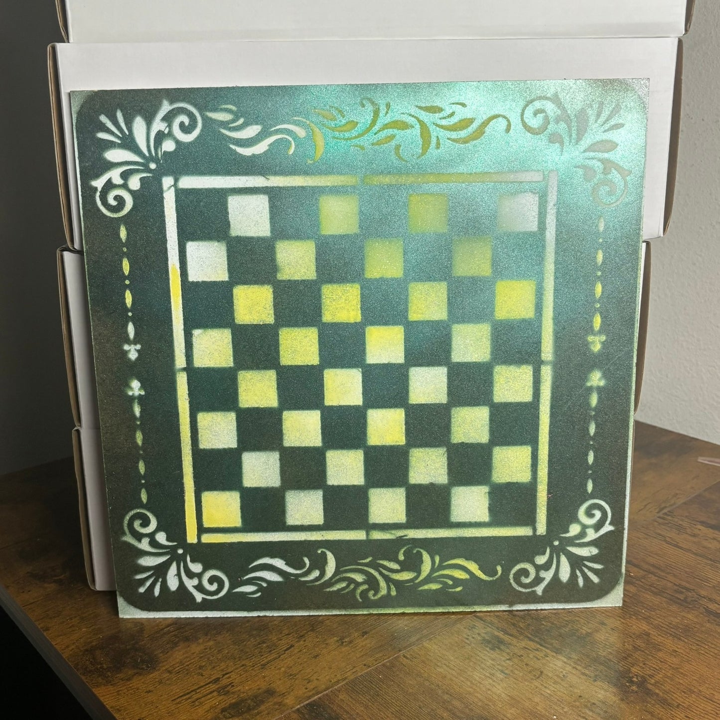 Metallic Green - Painted Chess Board