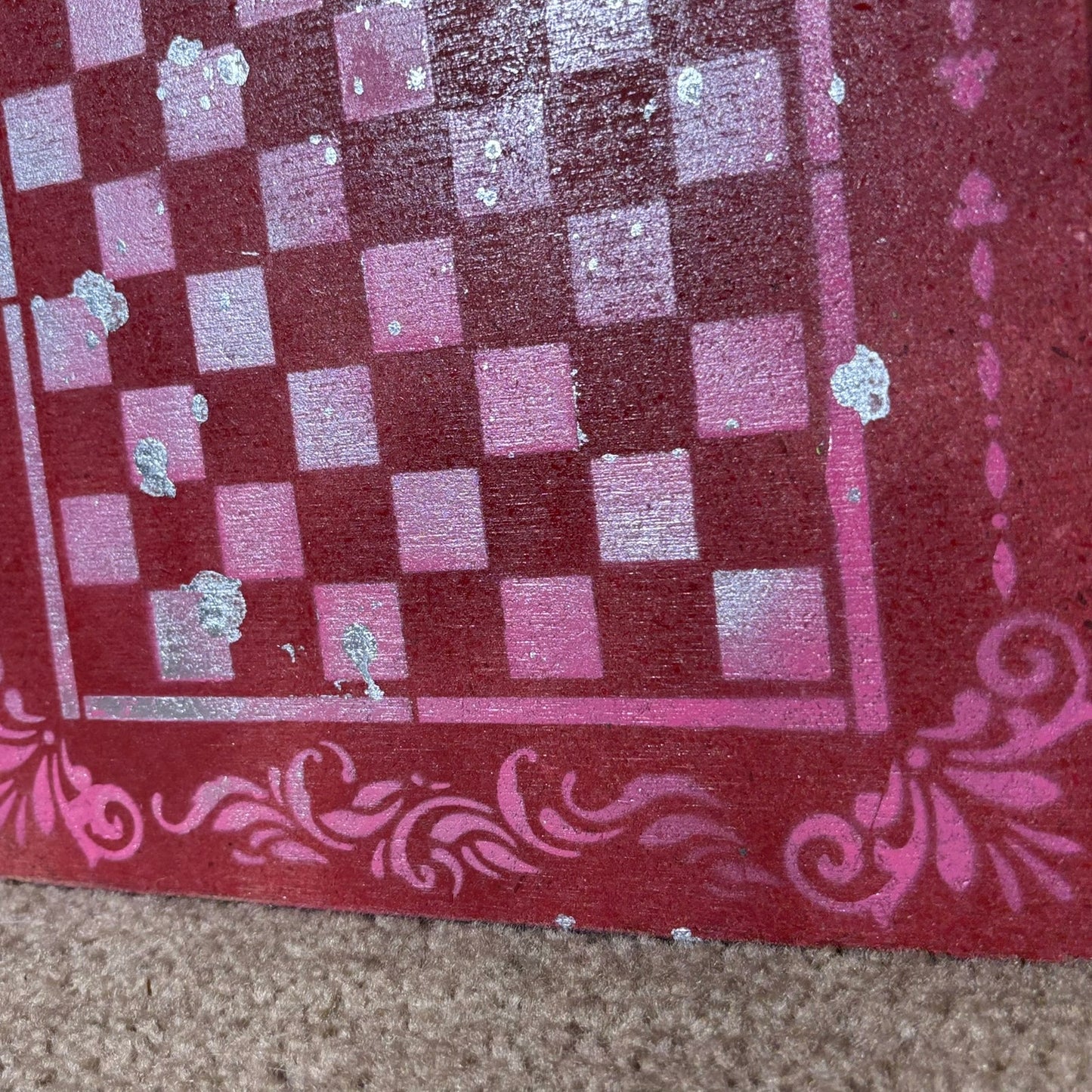 Pink & Red - Painted Chess Board