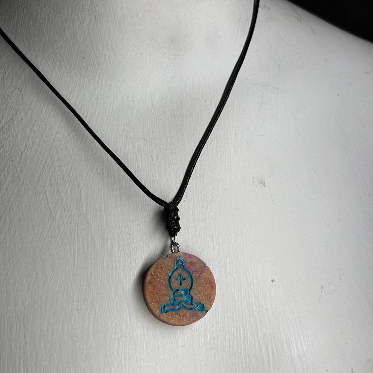 Yellow Crystal Bishop - Handmade Resin Chess Necklace