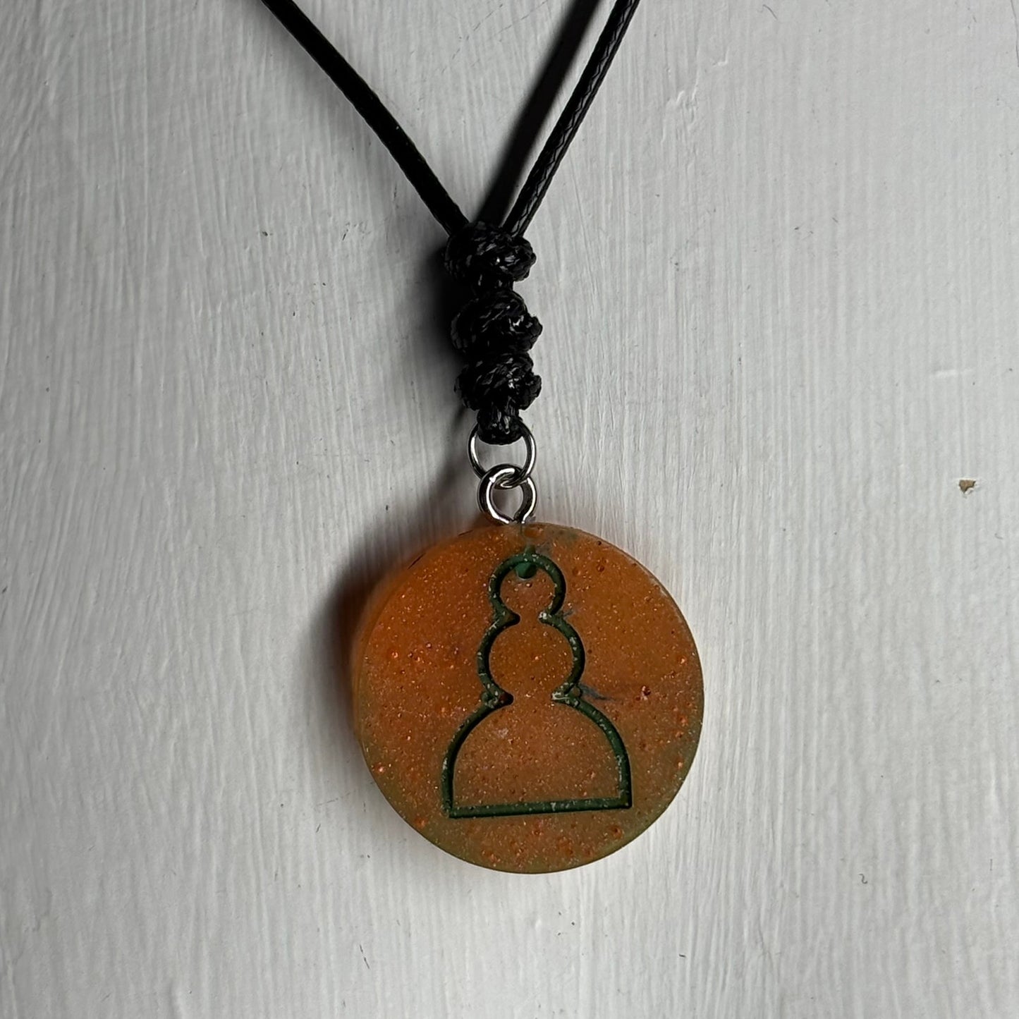 Orange Pawn - Handmade Resin Chess Necklace
