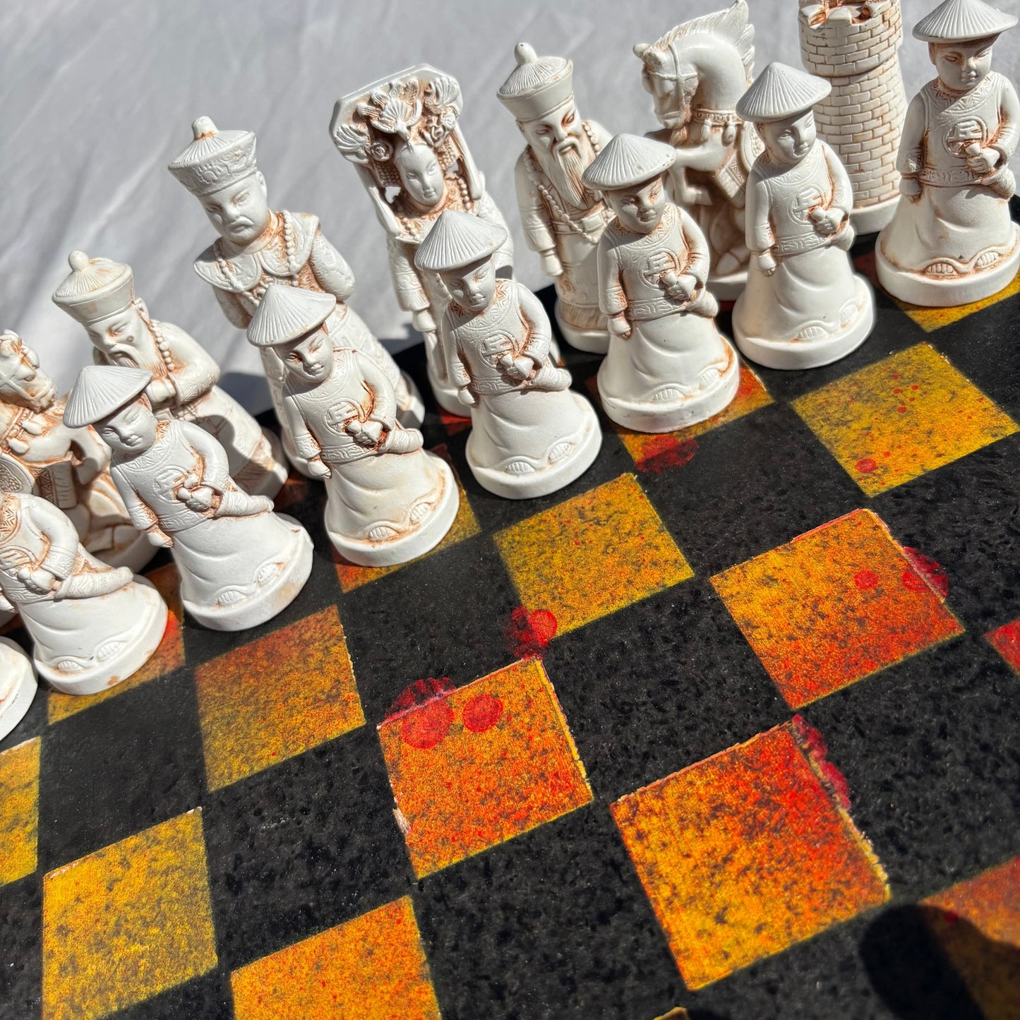 Fire Orange & Black  - Chinese Edition Chess Set