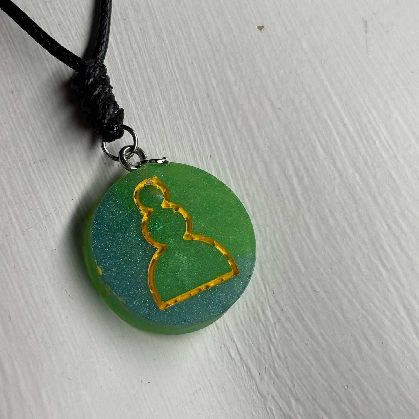 Green Pawn - Handmade Resin Chess Necklace