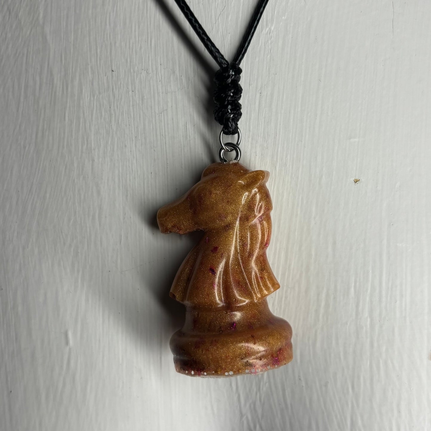 Golden Purple Knight - Handmade Resin Chess Necklace
