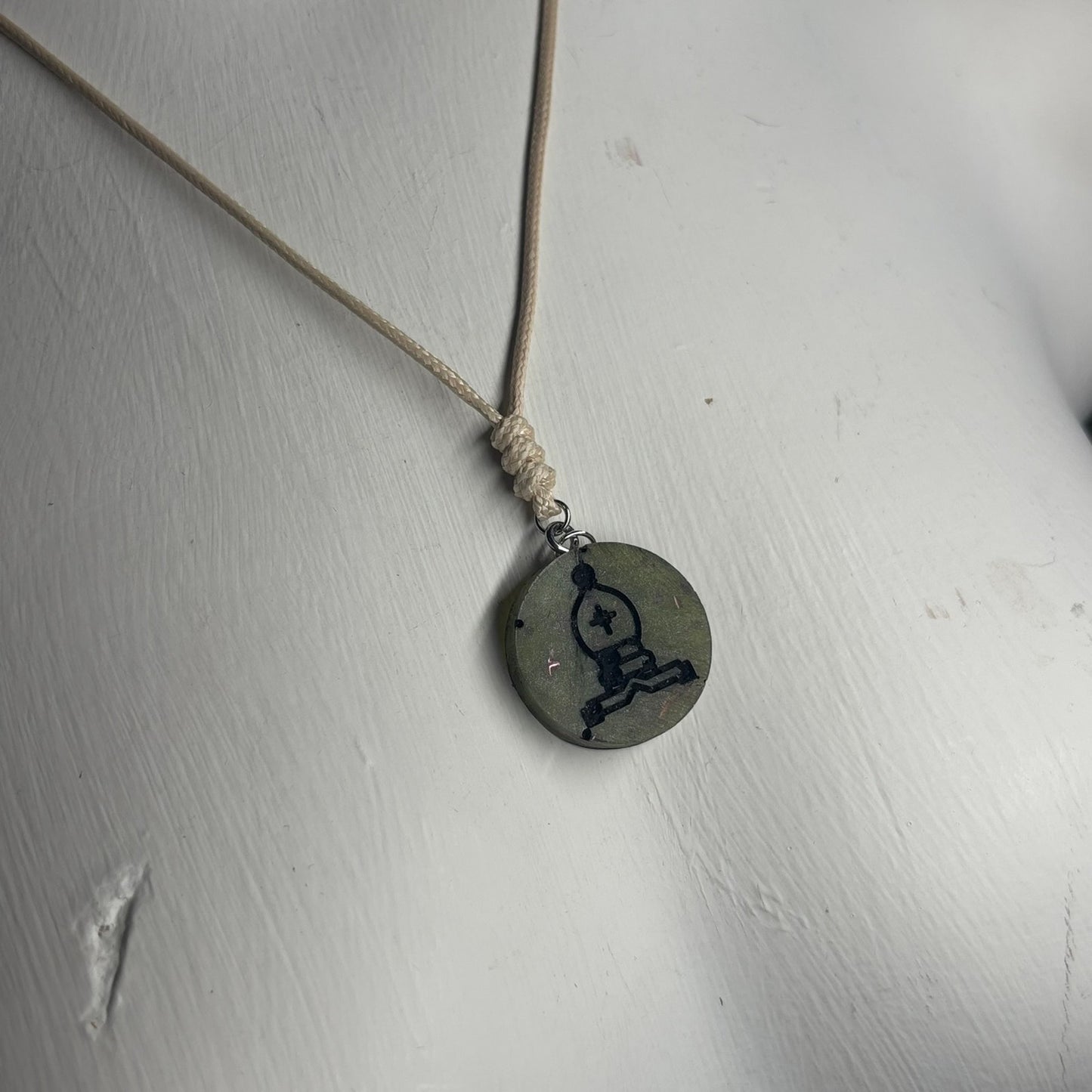 Vintage Green Bishop - Handmade Resin Chess Necklace