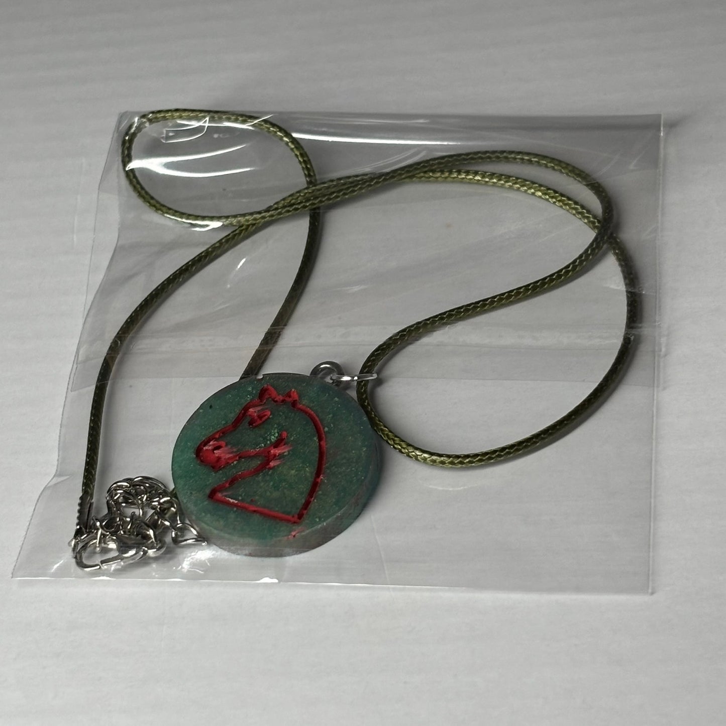 Fading Green - Handmade Resin Chess Necklace