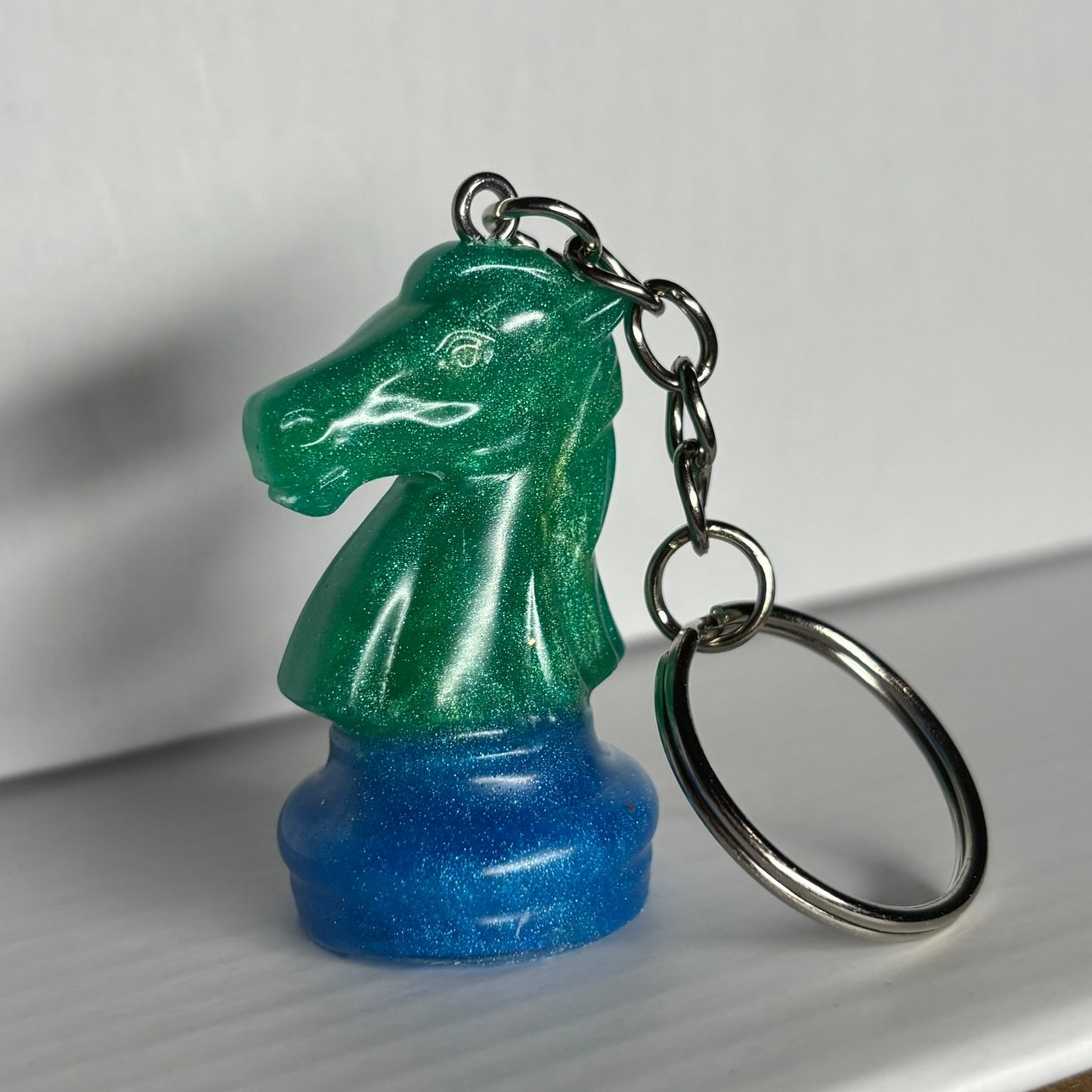 Blue Bottoms Knight Handmade Resin Keychain - One of a Kind Design