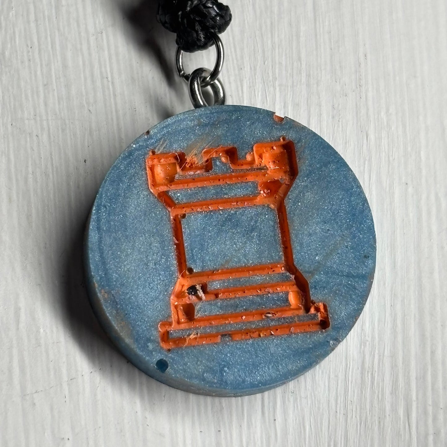 Orange Rook - Handmade Resin Chess Necklace