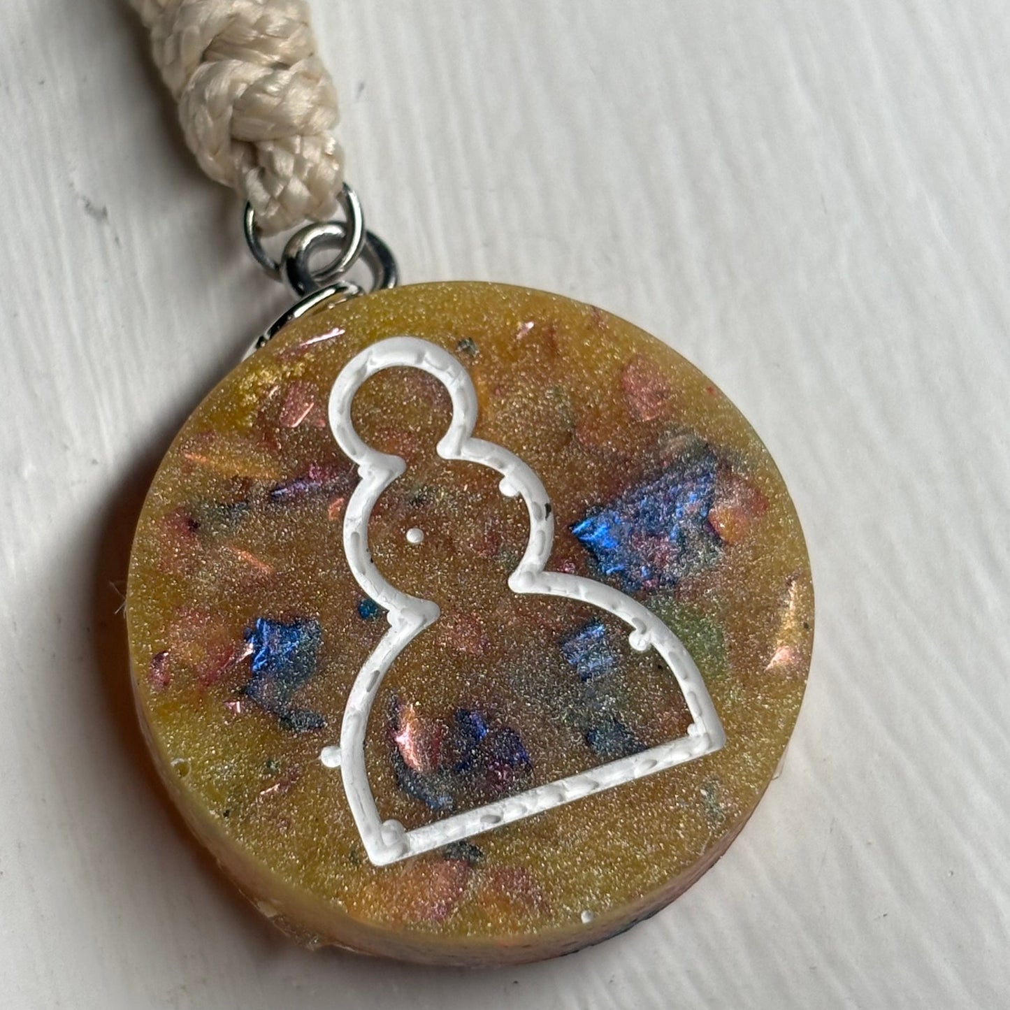 Cream Yellow Pawn - Handmade Resin Chess Necklace