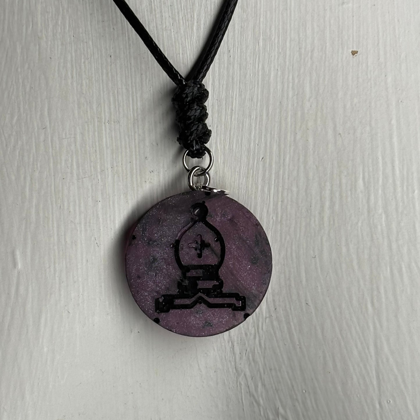 Purple Bishop - Handmade Resin Chess Necklace