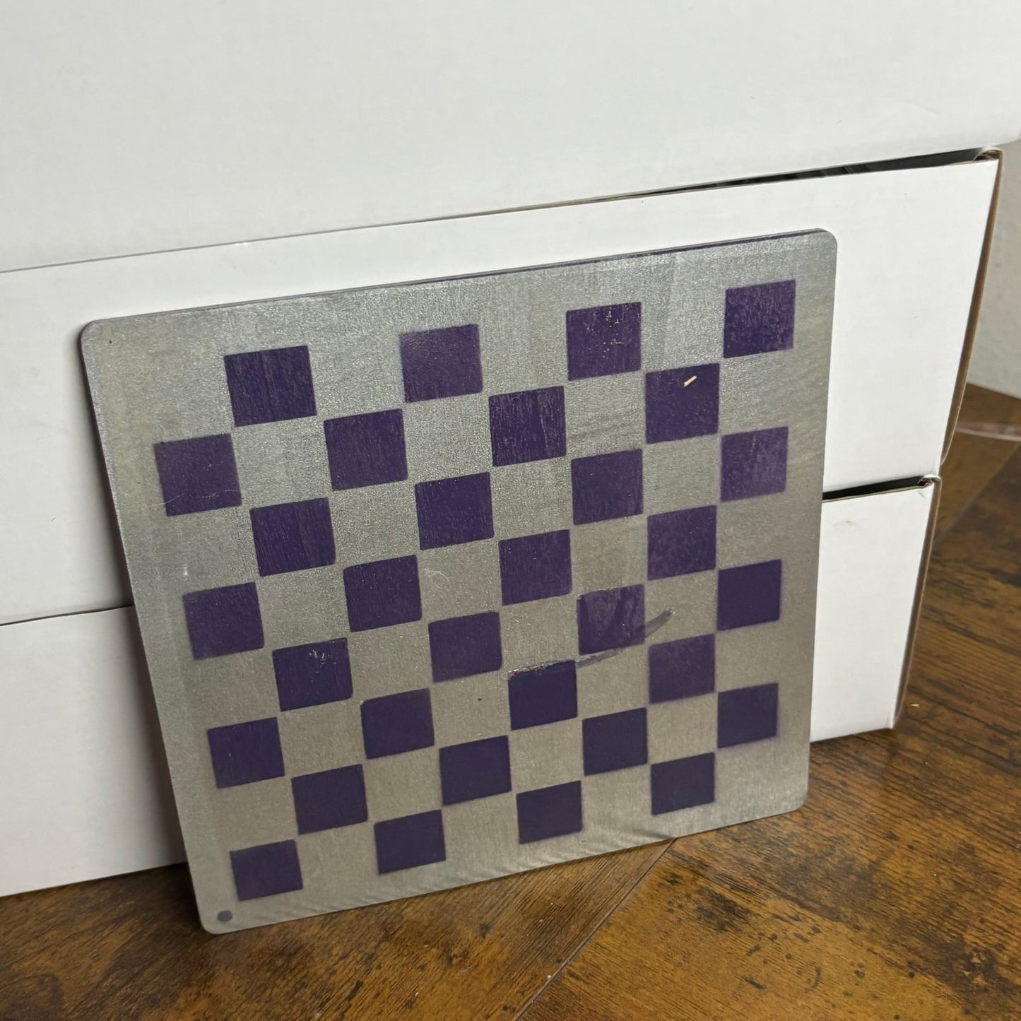Dark Purple Chrome - Painted Thin Wooden Chess Board