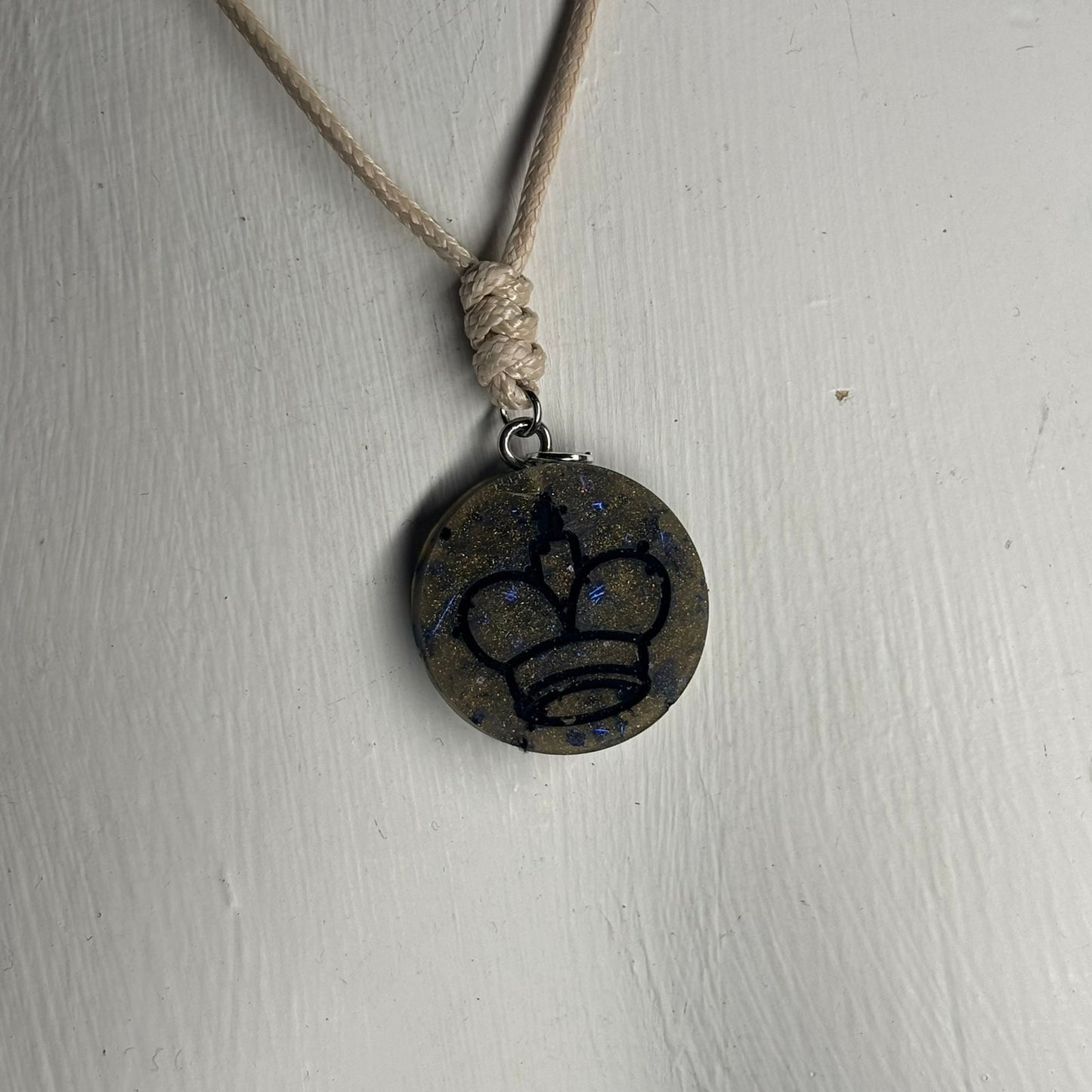 Vintage Green King - Handmade Resin Chess Necklace