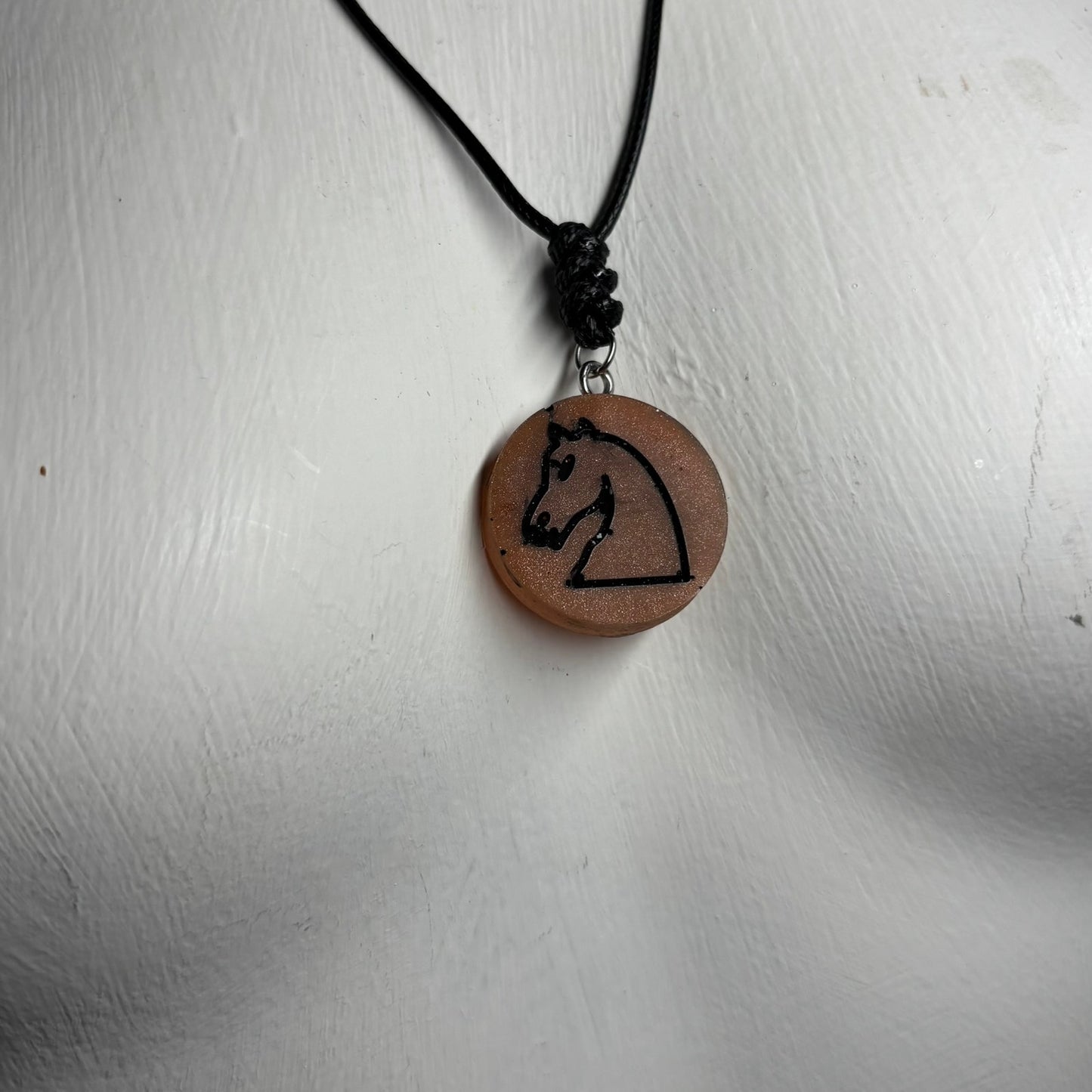 Brown Knight - Handmade Resin Chess Necklace