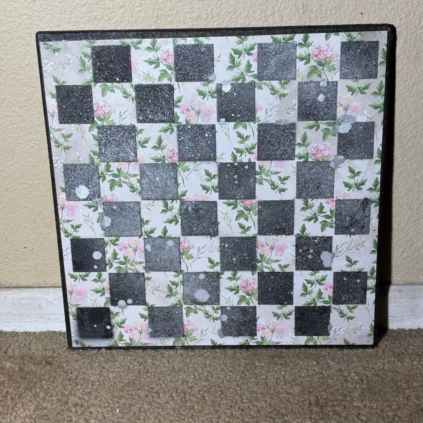 Chrome Mist Flowers - Scrapbook Chess Board