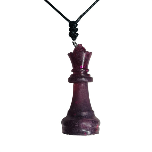 Dark Purple Queen - Handmade Resin Chess Necklace