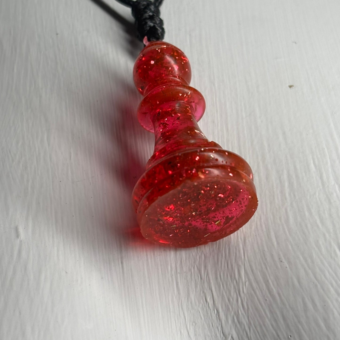 Crystal Red Bishop - Handmade Resin Chess Necklace