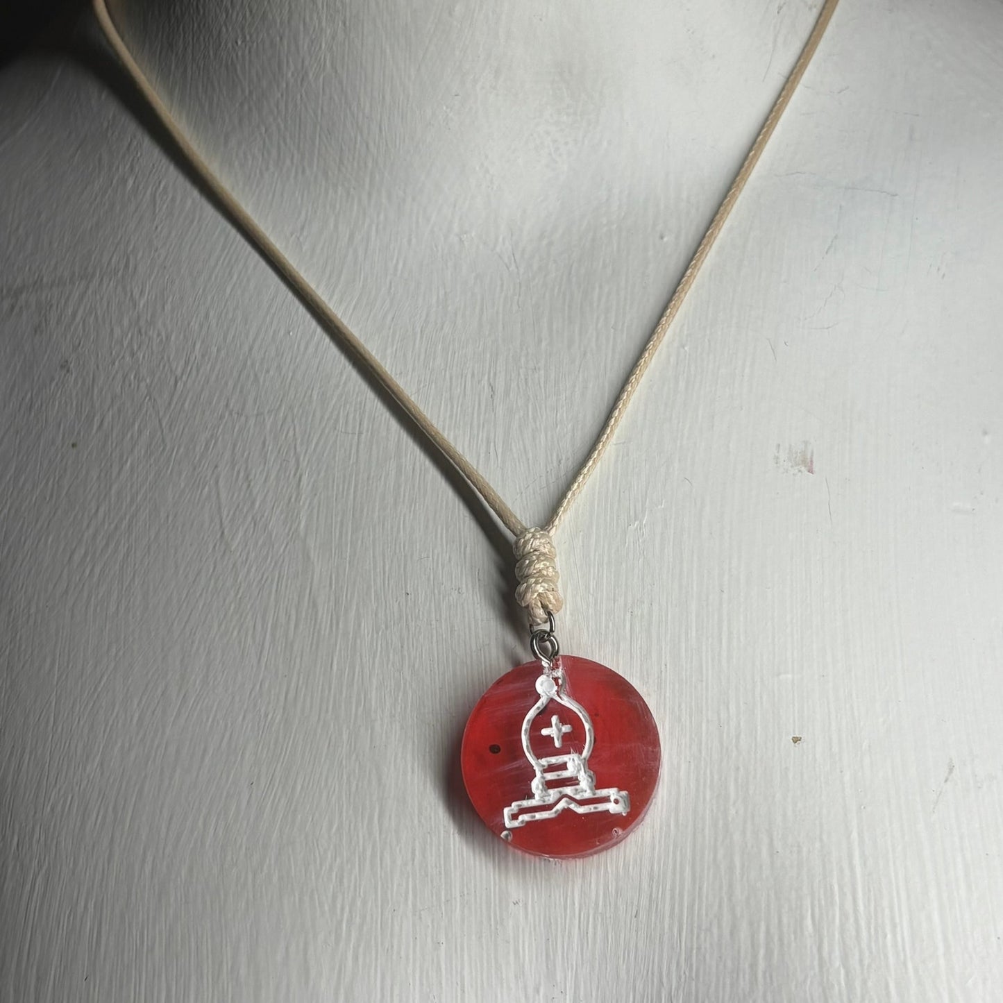 Classic Red Bishop - Handmade Resin Chess Necklace
