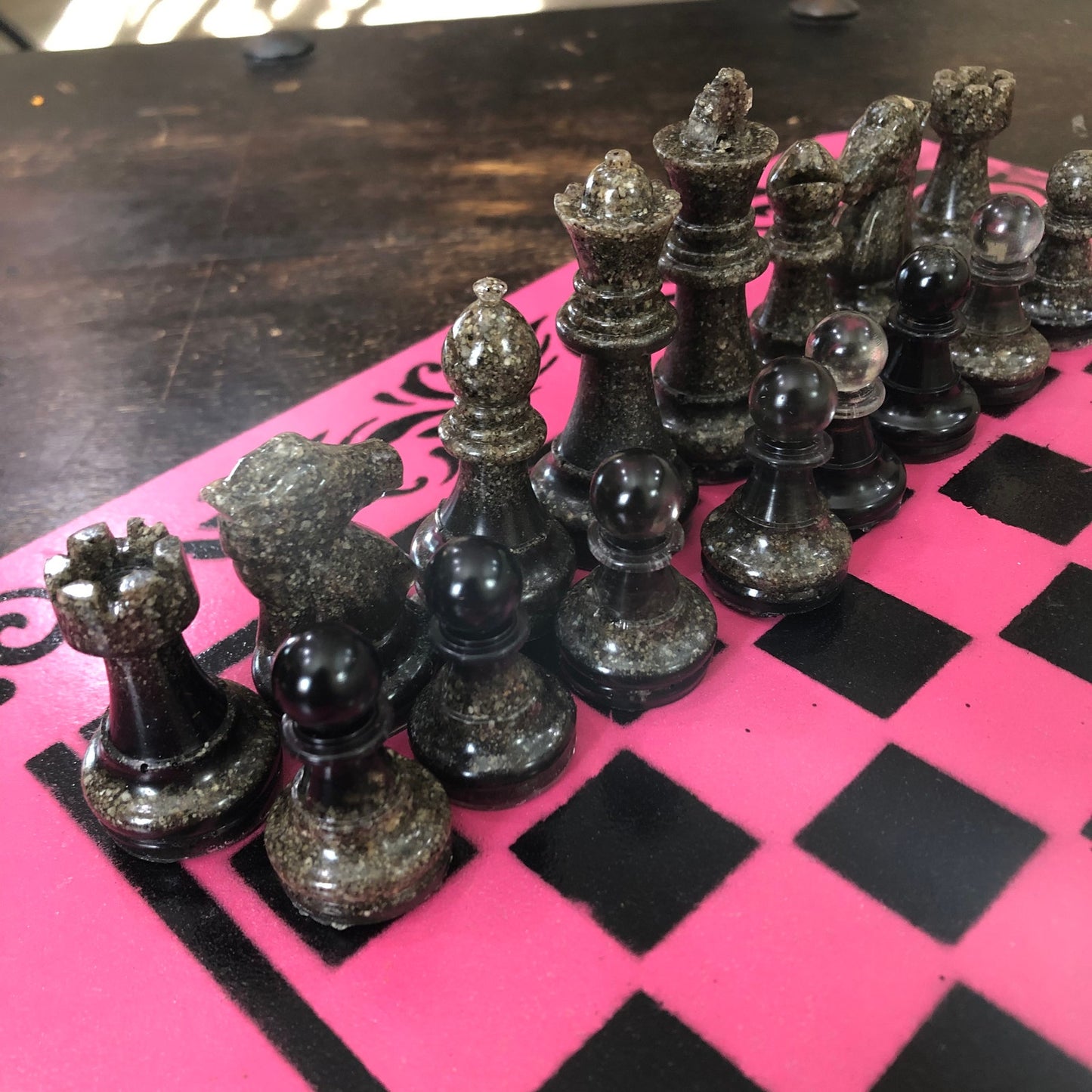 Royal Pink & Black - Painted Chess Set