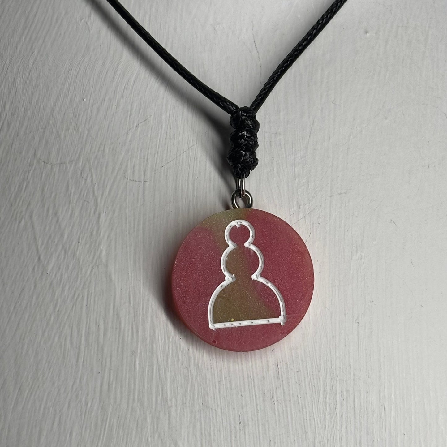 Pink Flush Pawn - Handmade Resin Chess Necklace