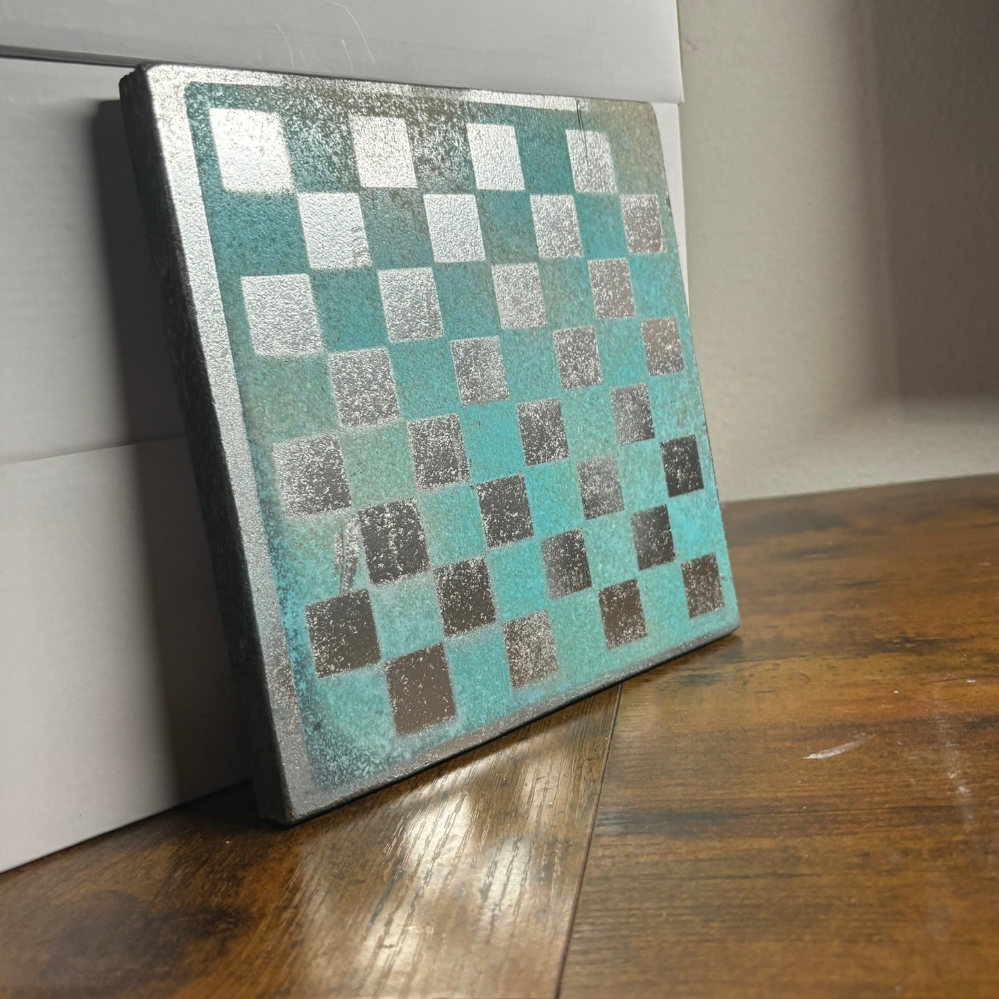 Sky Blue Chrome - Painted Double Sided Chess Board