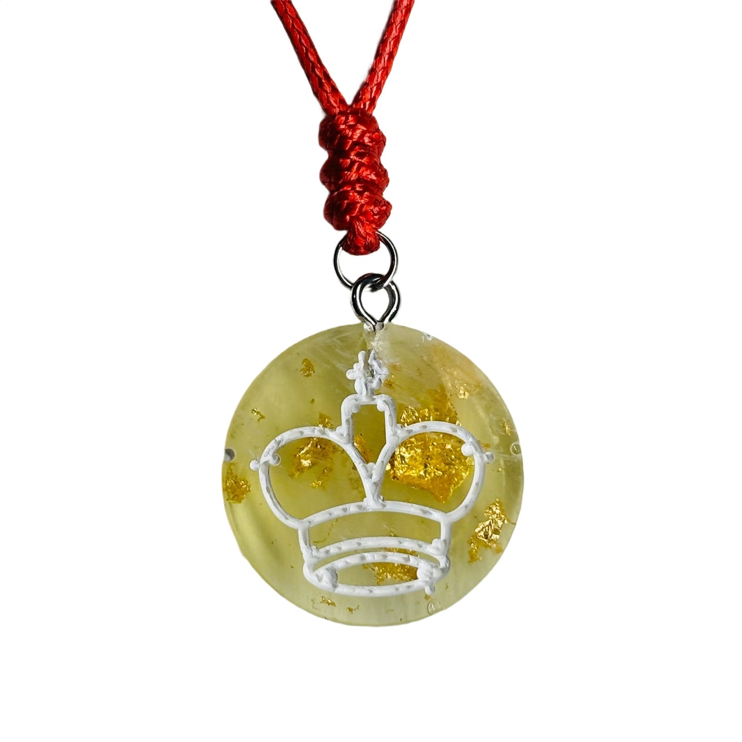 Crystal Yellow King - Handmade Resin Chess Necklace
