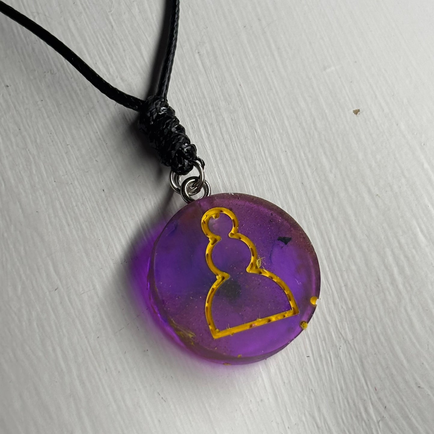 Translucent Purple Pawn - Handmade Resin Chess Necklace