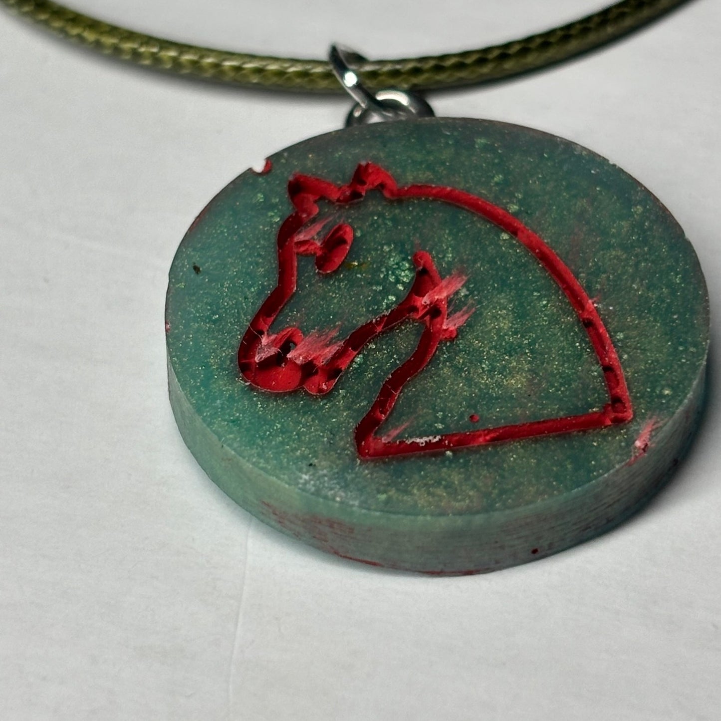 Fading Green - Handmade Resin Chess Necklace