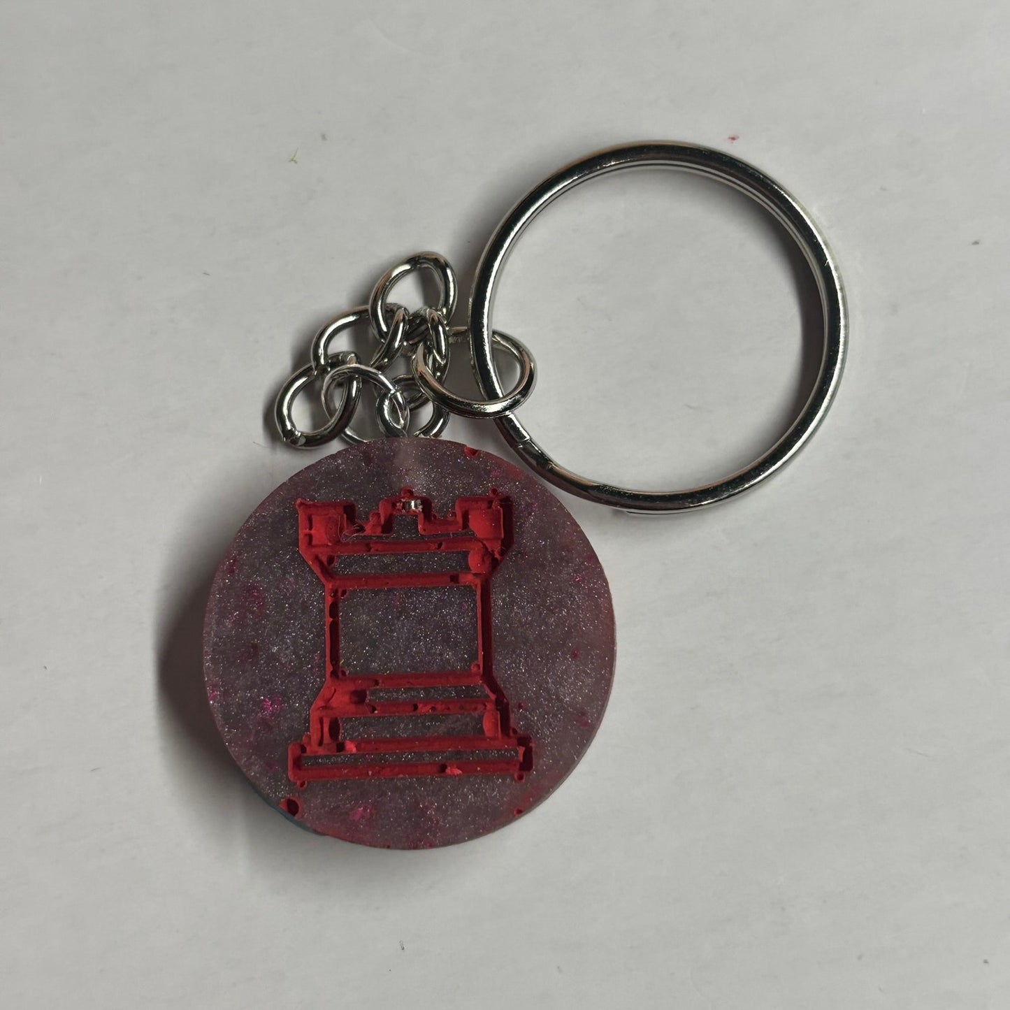 Purple Red Rook - Handmade Resin Keychain