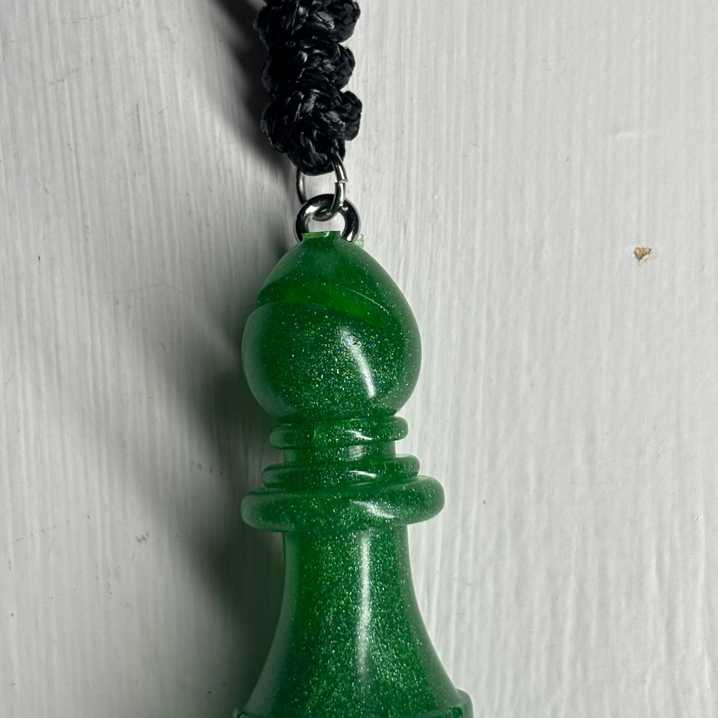 Solid Forest Green Bishop - Handmade Resin Chess Necklace