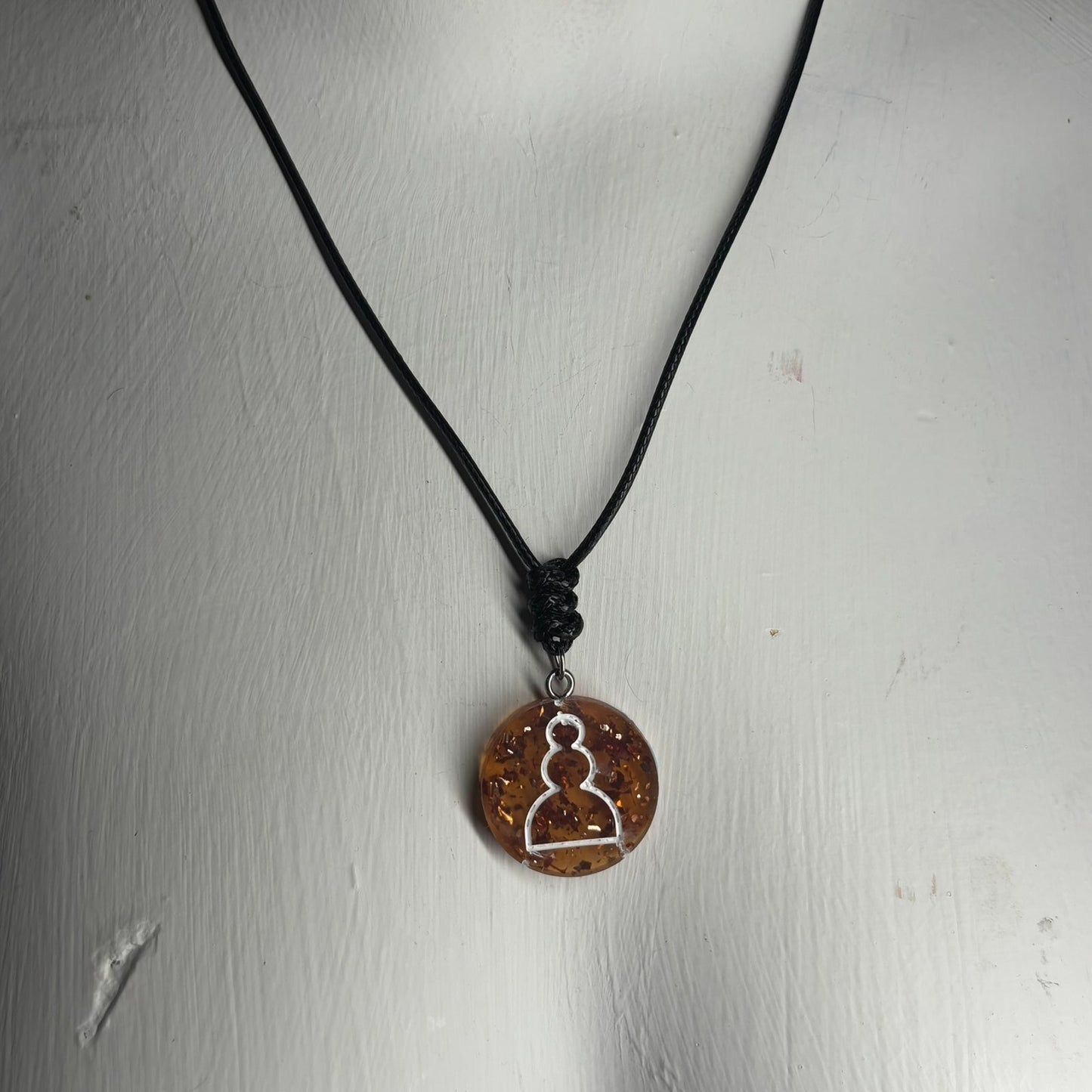 Amber Pawn - Handmade Resin Chess Necklace