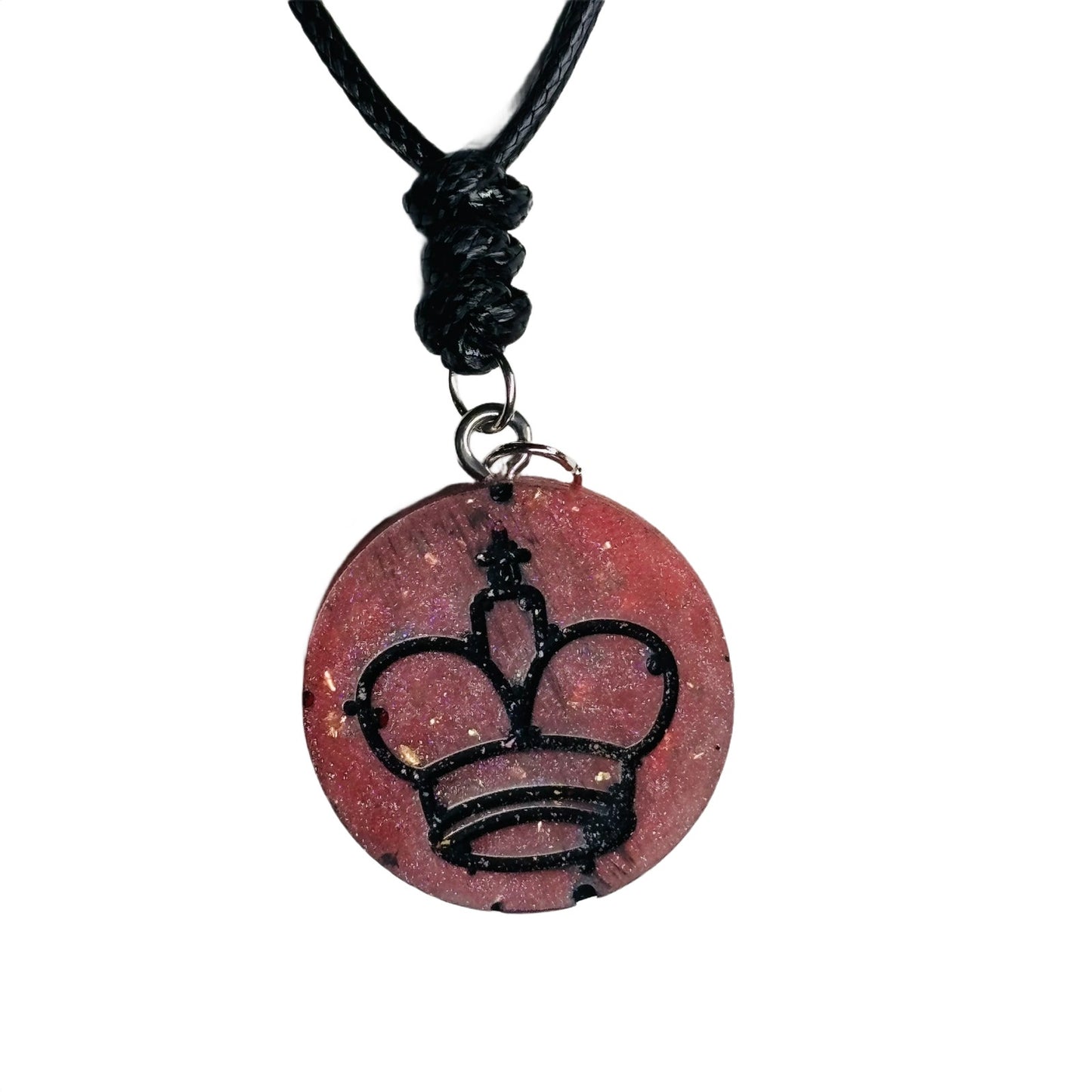 Fading Red Crystal King - Handmade Resin Chess Necklace