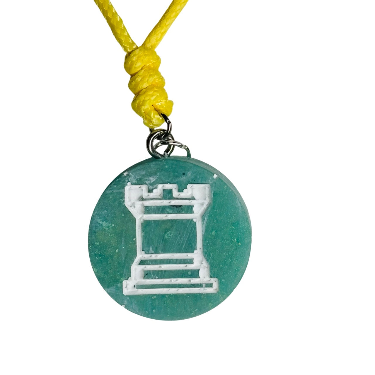 Mint Green Rook - Handmade Resin Chess Necklace