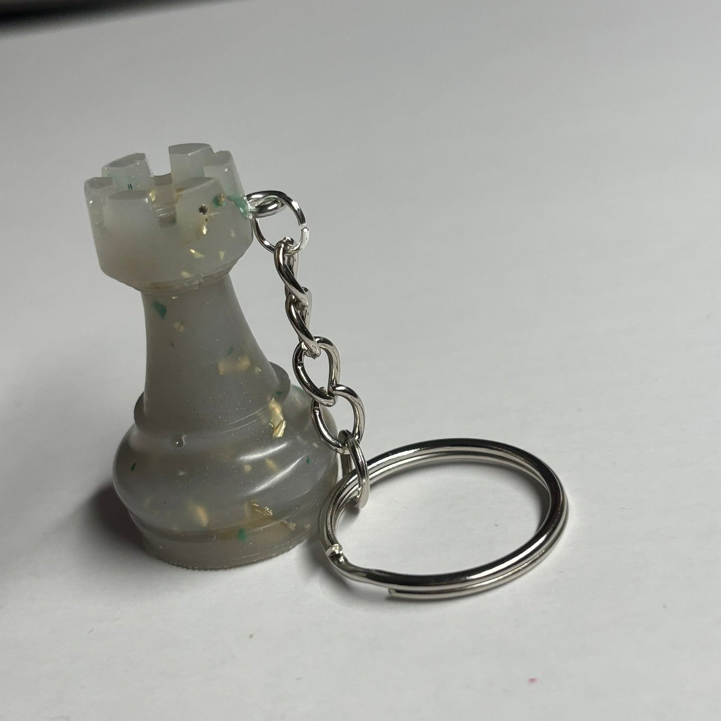 Crystal White Rook - Handmade Resin Keychain
