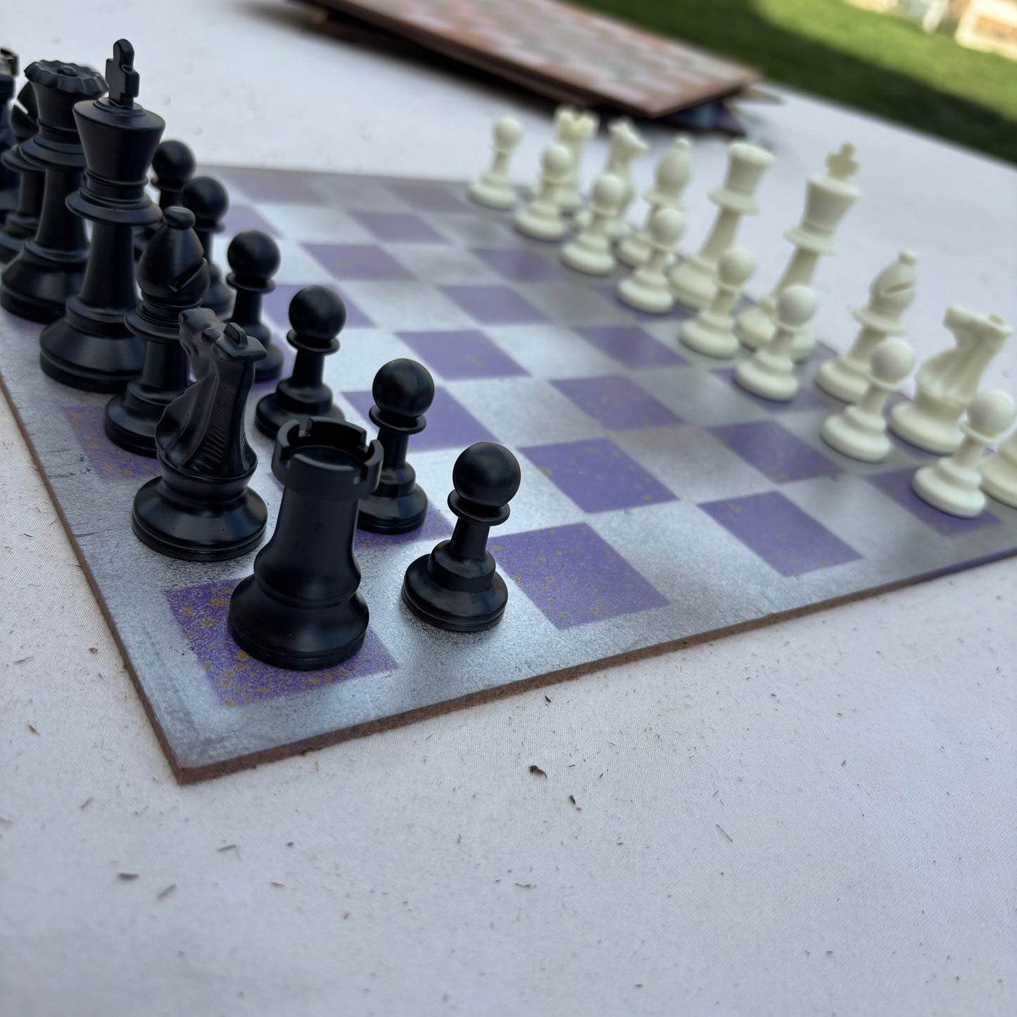 Silver Purple - Painted Chess Set