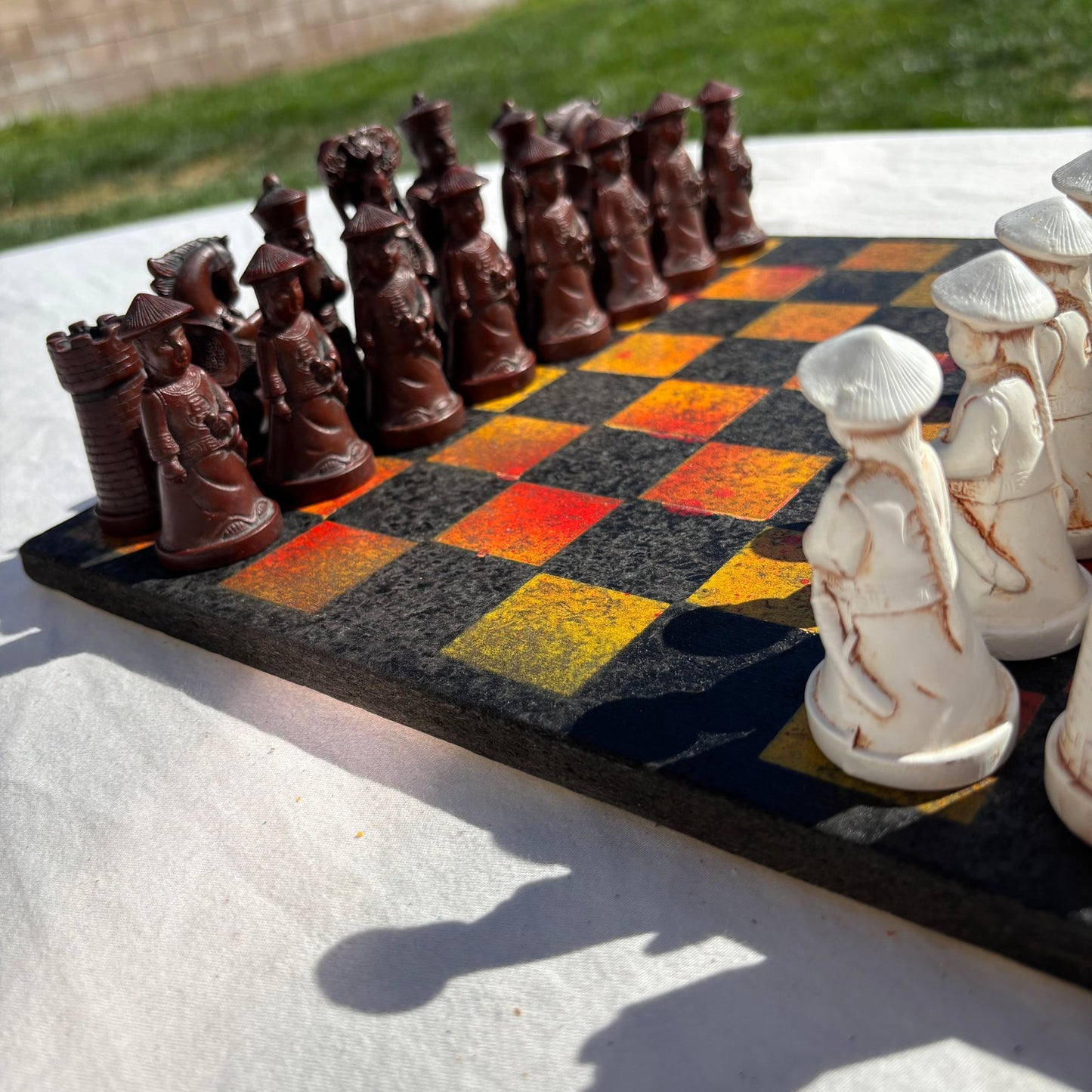 Fire Orange & Black  - Chinese Edition Chess Set