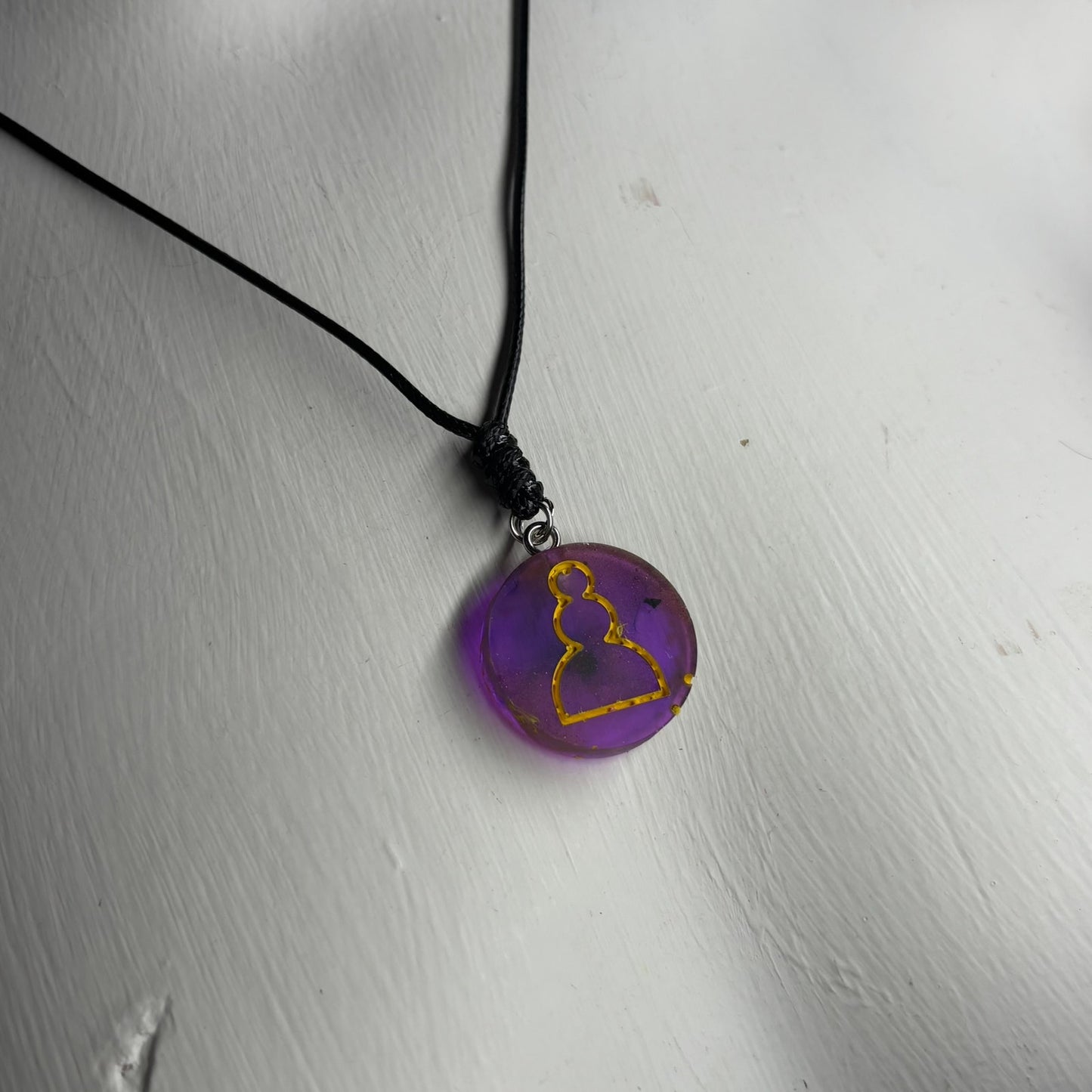 Translucent Purple Pawn - Handmade Resin Chess Necklace