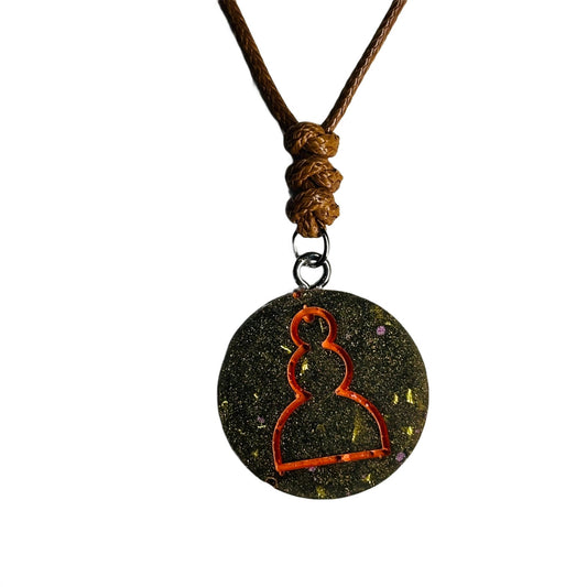 Vintage Brown Pawn - Handmade Resin Chess Necklace
