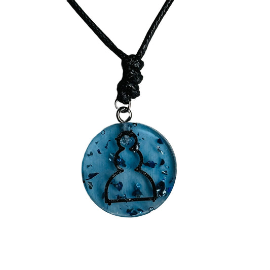 Translucent Blue Pawn - Handmade Resin Chess Necklace