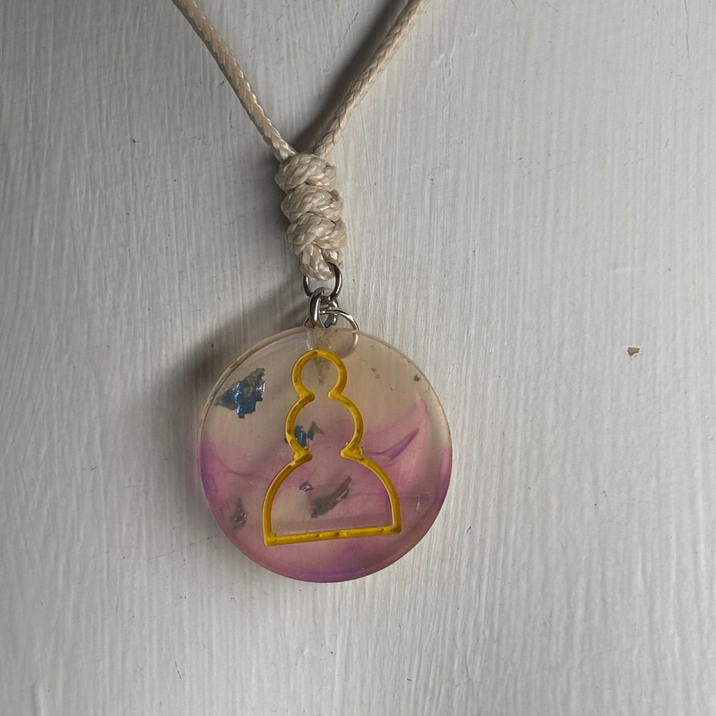Cosmic Tan Pawn - Handmade Resin Chess Necklace