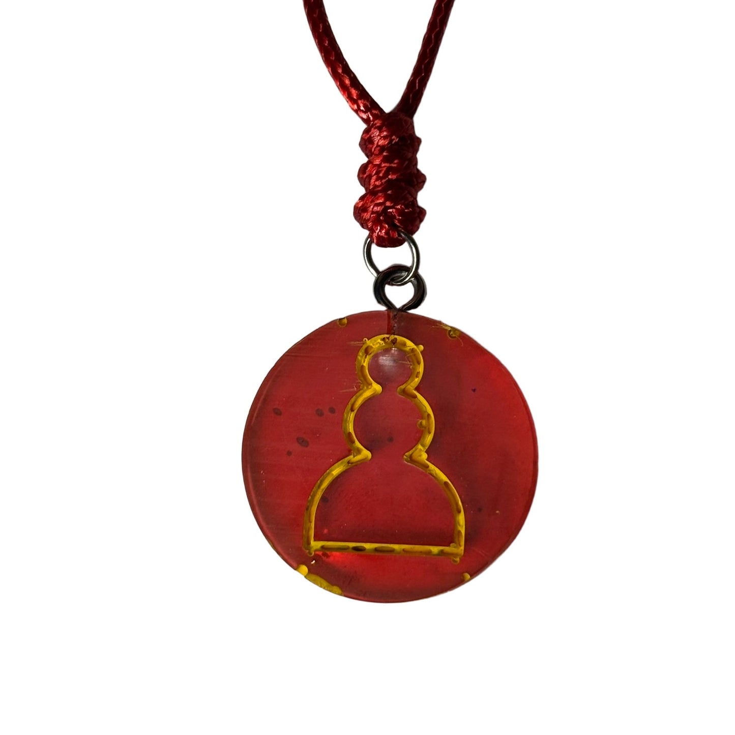 Cherry Red Pawn - Handmade Resin Chess Necklace